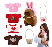 Générique Capybara Plush Toy, Cartoon Animal Doll, Dress Up Stuffed Animal, Soft Huggable Fabric Removable Cute Costume for Kids, Girls, Birthday, Room Decor, Playtime Fun, 1 Set