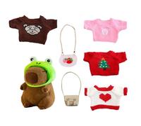 Générique Capybara Plush Toy, Cartoon Animal Doll, Dress Up Stuffed Animal, Soft Huggable Fabric Removable Cute Costume for Kids, Girls, Birthday, Room Decor, Playtime Fun, 1 Set