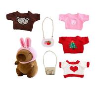 Générique Capybara Plush Toy, Dress-Up Plush Capybara, Soft Animal Doll with Removable Accessories, Stuffed Toys for Girls Room Decor Playtime Bedroom Travel Gift for Kids Children Collection 230g