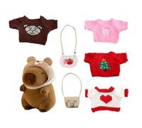 Générique Capybara Plush with Clothes, Dress-Up Stuffed Animal Doll with Sweaters Bags Hat, Cute Plush Toy for Kids, Interactive Educational Play Set Creative Holiday & Birthday Fun