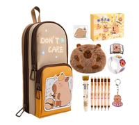 Générique Capybara Pochette À Crayons | avec Stickers Stylos Notes Autocollantes,Grande Trousse À Stylos Set De Papeterie Mignon - pour Maison, École, Bureau, Ados, Étudiants,