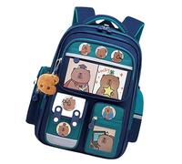 Générique Capybara School Bag, Adorable Cartoon Backpack, 11.81x7.87x16.54 inches, Waterproof Design, Includes Cards, Badges, Bag Charm, Large Travel Bag for Holiday, Birthday Gift