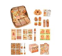 Générique Capybara School Supplies Set,Cute Capybara Pencil Case Set with All Things,Large Cute Capacity Pencil Case with Compartments (14 Pcs Sets B)