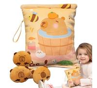 Générique Capybara Snack Bag, Plush Keychain Pouch, Cute Fidget Toy, Hugging Pendant Bag with 4 Small Dolls for School Travel Boys Girls Women Students Preschool Carry Storage Use