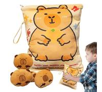 Générique Capybara Snack Pack, Cute Plush Bag, 4 Small Dolls Attached Soft Pillow Stuffed Cushion, 7.09x7.87 inches Hugging Home Decor for Candy, Gummy, Treat Storage and Display
