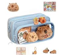 Générique Capybara Stationary Set for Kids,Capybara School Supplies Set, Capybara Pencil Case, Wide Opening Mouth Pencil Pouch Cute Pen Case Capybara Stationery Set for School (Blue)