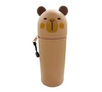 Générique Capybara Stationery Pouch - Silicone Pen Holder Organizer, Cartoon, Soft Flexible Build, Secure Zipper Closure, Compact Portable Storage | Functional Desk Accessory, Students Artists