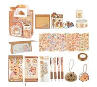 Générique Capybara Stationery Set | 73/127 Pieces, 300g-600g, Assorted Patterns | Cute Animal School Supplies, Student Gift Pack | for Boys Girls, Notebooks Stickers Pens, Journaling Kit