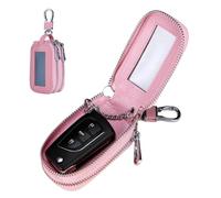 Générique Car Double Zipper Key Pack - Transparent Key Fob Protector Holder | PU Leather Car Remote Ķey Bag with Coin Storage, Keyring System, Çar Ḱey Protection Accessory