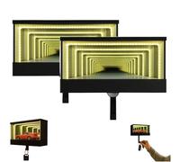 Générique Car Garage Key Holder,Mirror LED Lamp Keychain with Tunnel Effect Light,Wall Mount Organizer Race Car Keys Display with Opening Door for Entrances,Corridors,Front Doors (2)