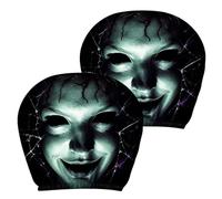 Générique Car Headrest Covers - Polyester Halloween Scary Face 2 Pack | Seat Neck Protectors - Elastic Fabric | Spooky Ghost Pattern | Washable Interior Decor | Sedan SUV Truck RV ATV