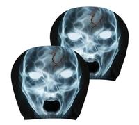 Générique Car Headrest Covers - Polyester Halloween Scary Face 2 Pack | Seat Neck Protectors - Elastic Fabric | Spooky Ghost Pattern | Washable Interior Decor | Sedan SUV Truck RV ATV