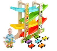 Générique Car Ramp Toy - Wood, 11.81x10.24x2.76in Ramp Vehicle Toy Sturdy Thick Base | Colorful Wooden Car RampPlayset, Racing Toys for Kids, Early Learning, Motor Skills, Gift Ideas