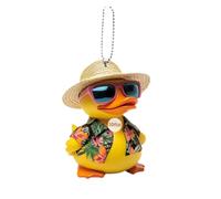 Générique Car Rearview Mirror Duck Pendant Charm | 2D Acrylic Yellow Duck Ornament For Car Rearview Mirror; Cute Lightweight Decorative Animal Charm For Bag, Keychain, Backpack, Adults And Kids