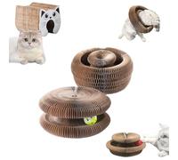Générique Cardboard Cat Toy, Kitty Curls Cat Scratcher, Magic Organ Cat Scratching Board, Durable Interactive Scratch Pad, Interactive Scratch Pad Cats Toys with Toy Bell Ball (BrownB)