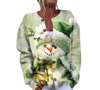 Générique Cardigan De Noel Femme Manche Longue, Pull Femme Tricot Bouton Col Rond Impression, Cardigans Souple Casual Pulls Tricot Doux Classique Vert L