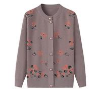 Générique Cardigan Femme, Cardigan Tricoté À Fleurs en Jacquard pour Personnes D'Âge Moyen Et Âgées, Pull avec Poche, Printemps Et Automne, pour Mère, Pull Chaud, Haut Décontracté pour Vie