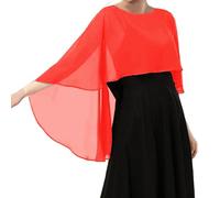 Générique Cardigan Femme Chic et Elegant,Capes en Mousseline De Soie pour Femmes Capes D'Été Douces Châles Légers pour Robes De Soirée Écharpe Étole Cape Élégante Boléro Festif Cardigan Rouge