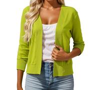 Générique Cardigan Femme Chic et Elegant,Cardigan léger Femme en Dentelle crochetée Manches Trois avec étole tricotée élégant pour Toutes Occasions Confortable et stylé