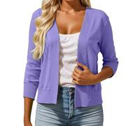 Générique Cardigan Femme Chic et Elegant,Cardigan léger Femme en Dentelle crochetée Manches Trois avec étole tricotée élégant pour Toutes Occasions Confortable et stylé