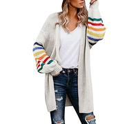 Générique Cardigan Femme Long Grande Taille,Gilet Femme Chic Et Elegant à Manches Longues Manteau Ouvert sur Le Devant Tendance à Rayures DéContracté Cardigan De Travail Surdimensionné