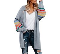 Générique Cardigan Femme Long Grande Taille,Gilet Femme Chic Et Elegant à Manches Longues Manteau Ouvert sur Le Devant Tendance à Rayures DéContracté Cardigan De Travail Surdimensionné