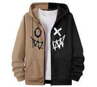 Générique Cardigan Homme à Capuche Zippé - Sweat Sportswear Décontracté Bicolore avec Poches et Design Moderne pour Saison Froide (FR/ES, Alpha/Lettres, S, Taille Normale, Taille Normale, Khaki)