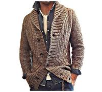 Générique Cardigan Homme Chaud Casual Vintage Bouton Veste De Travail Uni Tendance Manteau Sweater Chandail d'hiver Tricoté avec Poches Cardigan en Laine À Tricoter