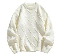 Générique Cardigan Homme Hiver Mode Confortable Manteau Long Cardigan Tricot Coupe Lâche Style Décontracté Élégant Week End pour Tenue Quotidienne(White, XXXL)
