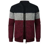 Générique Cardigan Homme Laine Polaire sans Capuche Vestes Randonnée Décontractée Col Mao Manteaux Zippé Veste Légère Blouson Grande Taille Manches Longues Jacket Noir L