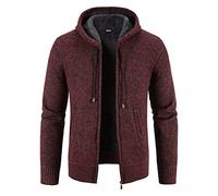Générique Cardigan Homme Laine Polaire Sweat a Capuche Zippé Vestes Manches Longues Bombers Veste Résistante Décontractée Blouson Grande Taille Couleur Unie Jacket Mes Commandes Passées Vin XL