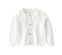 Générique Cardigan in Cotone biologico per neonata, Maglia a Maniche Lunghe, Colore Unito, Abbigliamento Autunno-Inverno, morbido e traspirante per la Pelle sensibile Del Bambino (White, 6-12 Months)