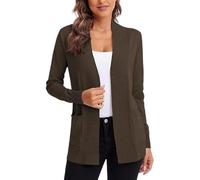 Générique Cardigan Long À Col Châle Ouvert sur Le Devant Mi Long en Grosse Maille Douce Manches Longues Léger Idéal pour Un Look Décontracté Ou Habillé Au Quotidien. Marron Taille L.