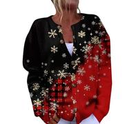 Générique Cardigan Noel Femme Manche Longue, Vetement Noel Femme Bouton Impression Col Rond, Cardigans Exquisite Chaud Hauts Casual Classique Noir S