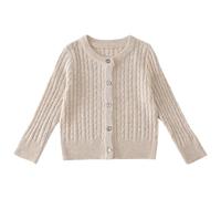 Générique Cardigan rétro en Lin col Rond, Grosse Maille pour garçons et Filles, Pull Confortable légant Enfants, idéal Les Petits