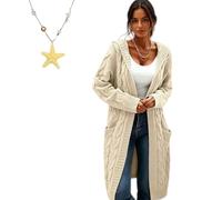 Générique Cardigan Sweaters for Women Long Sleeve Open Front with Pockets, Lightweight Womens Cable Knit Cardigan Sweater Outerwear (Beige,M)