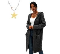 Générique Cardigan Sweaters for Women Long Sleeve Open Front with Pockets, Lightweight Womens Cable Knit Cardigan Sweater Outerwear (Dark Gray,M)