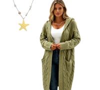 Générique Cardigan Sweaters for Women Long Sleeve Open Front with Pockets, Lightweight Womens Cable Knit Cardigan Sweater Outerwear (Green,3TG)