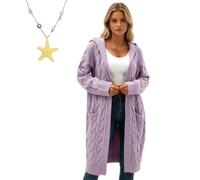 Générique Cardigan Sweaters for Women Long Sleeve Open Front with Pockets, Lightweight Womens Cable Knit Cardigan Sweater Outerwear (Light Purple,S)