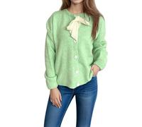 Générique Cardigan tricoté avec nœud Papillon pour Femme, Petit Manteau, Pull pour Femme (Green, L)