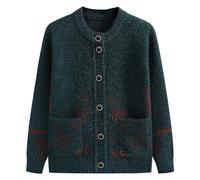 Générique Cardigans pour Femmes D'Âge Moyen Et Âgées Cardigan Tricoté Pulls Cardigan Col Rond Cardigan Bordeaux Femme avec Poches Boutonné Costume De Vieille Dame Bleu (sans Velours) S
