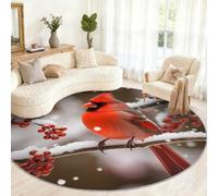 Générique Cardinal Tapis Rond Lavable pour Chambre d'enfant, Salle de Jeux, Table Basse, décoration d'intérieur - Paysage d'hiver - 100 cm
