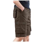 Générique Cargo Homme Bermuda Pantalon avec Élastique À La Taille Short Travail Treillis Militaire Grande De Pantacourt Long Vêtements Shorts Et Bermudas Été Camouflage Baggy Tactique,Café,M