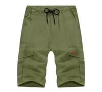 Générique Cargo Homme Décontracté Style Japonais pour Running Entraînement Et Jogging avec Poches Multiples Coupe Slim Droite Confortable Été Pantacourt Homme(Green, XL)