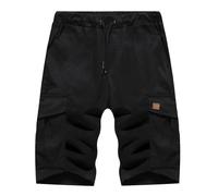 Générique Cargo Homme Décontracté Style Japonais pour Running Entraînement Et Jogging avec Poches Multiples Coupe Slim Droite Confortable Été Pantacourt Homme(Black, L)