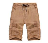 Générique Cargo Homme Décontracté Style Japonais pour Running Entraînement Et Jogging avec Poches Multiples Coupe Slim Droite Confortable Été Pantacourt Homme(Khaki, XXL)