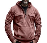 Générique Cargo Sweatshirts pour hommes Sweatshirt tactique Quarter Zip Cargo Pullover Hoodies Workout Gym en plein air (Pink,TP)