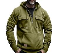 Générique Cargo Sweatshirts pour hommes Sweatshirt tactique Quarter Zip Cargo Pullover Hoodies Workout Gym en plein air (Green,TTG)