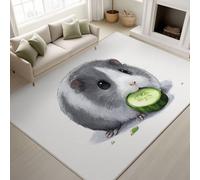 Générique Caricature Cochon d'Inde Concombre Mignon Tapis de Cuisine imprimé Tapis - 50 x 150 cm, Blanc Tapiss avec Tapis antidérapant Magique intégré, Lavable entrée Devant Chambre Salon