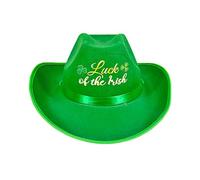 Générique Carnaval St Patrick Day Party Performance Chapeau, Chapeau de Cowboy Western Irlandais Vert Imprimé Trèfle Porte-Bonheur et Lettres, Accessoires de Déguisement pour Magicien Spectacle Fête